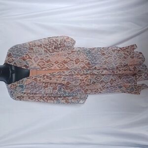 NWT SONOMA WATERCOLOR IKAT LONG KIMONO (BROWN MULTI / OS)